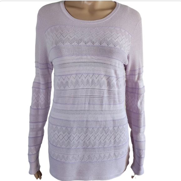 Banana republic  lilac blush long sleeves Pointelle sweater, size L - Picture 14 of 14